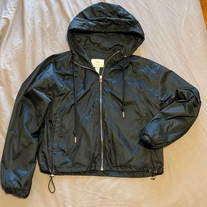 Black Cropped Windbreaker Jacket